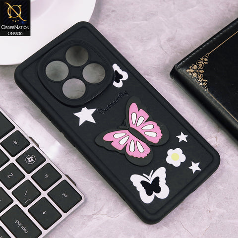 Xiaomi Redmi Note 14 Pro 4G Cover - Black - 3D Butterfly Soft Case With Camera Protection Case