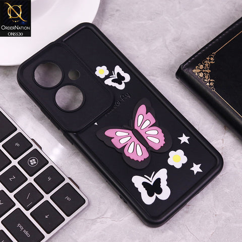 Oppo F25 Pro Cover - Black - 3D Butterfly Soft Case With Camera Protection Case