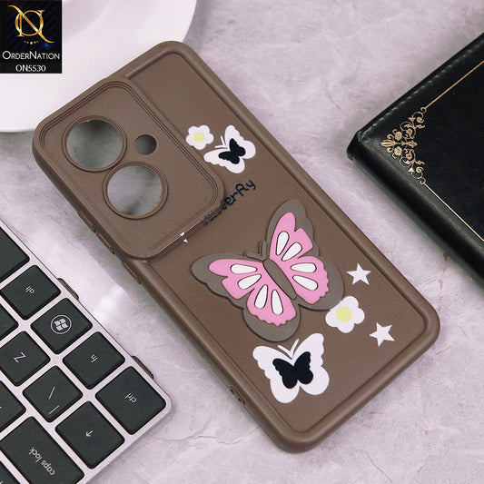 Oppo Reno 11F 5G Cover - Brown - 3D Butterfly Soft Case With Camera Protection Case