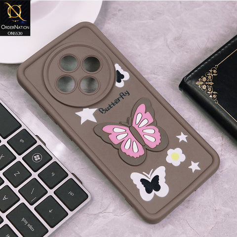 Oppo F27 Cover - Brown - 3D Butterfly Soft Case With Camera Protection Case