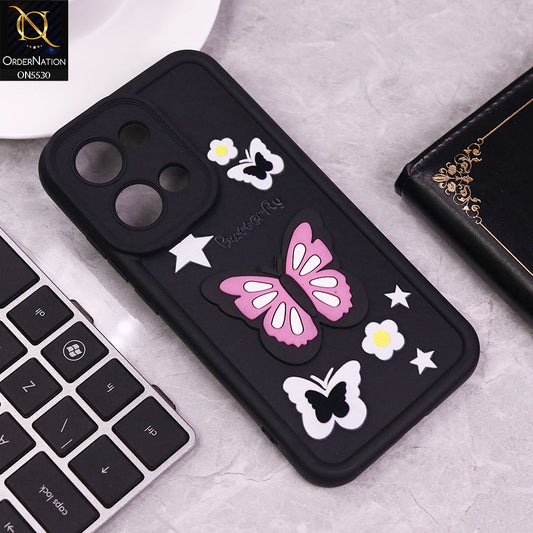 Oppo Reno 13 Cover - Black - 3D Butterfly Soft Case With Camera Protection Case