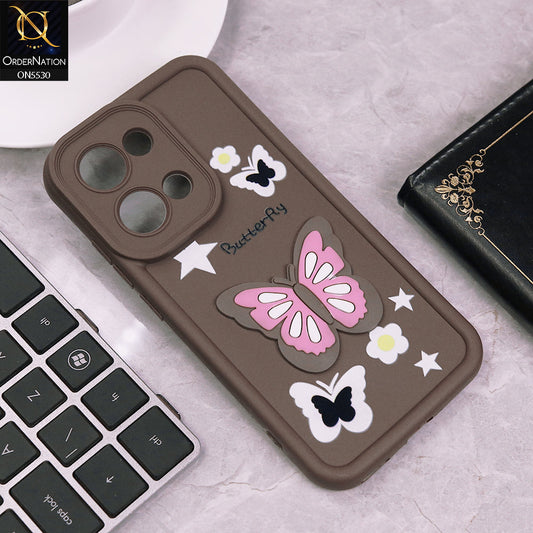 Oppo Reno 13 Cover - Brown - 3D Butterfly Soft Case With Camera Protection Case