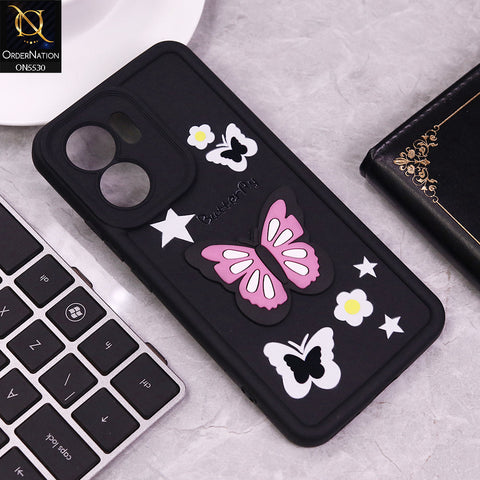 Oppo Reno 13F 4G Cover - Black - 3D Butterfly Soft Case With Camera Protection Case