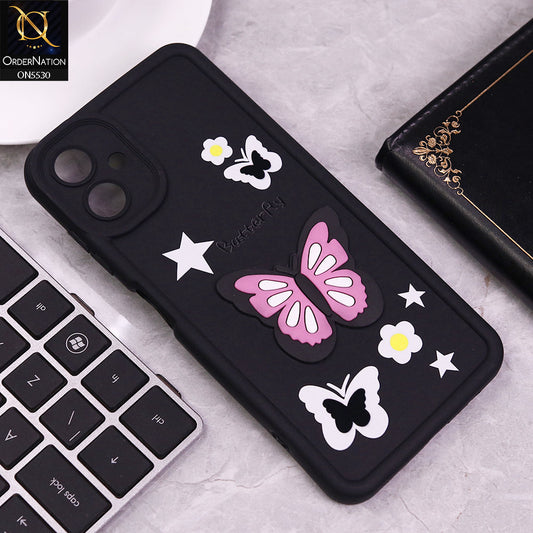 Samsung Galaxy A06 Cover - Black - 3D Butterfly Soft Case With Camera Protection Case