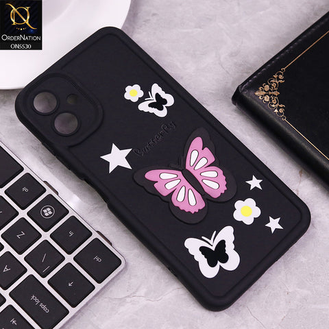 Samsung Galaxy A06 Cover - Black - 3D Butterfly Soft Case With Camera Protection Case