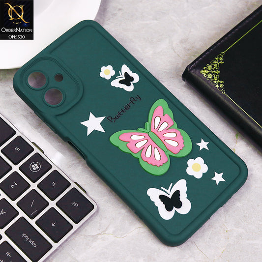 Samsung Galaxy A06 Cover - Green - 3D Butterfly Soft Case With Camera Protection Case