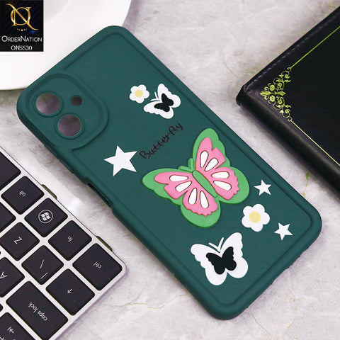 Samsung Galaxy A06 Cover - Green - 3D Butterfly Soft Case With Camera Protection Case