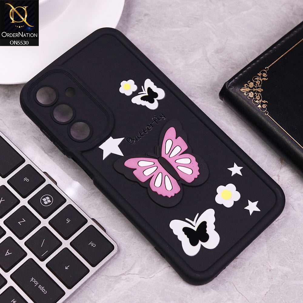 Samsung Galaxy A16 5G Cover - Black - 3D Butterfly Soft Case With Camera Protection Case