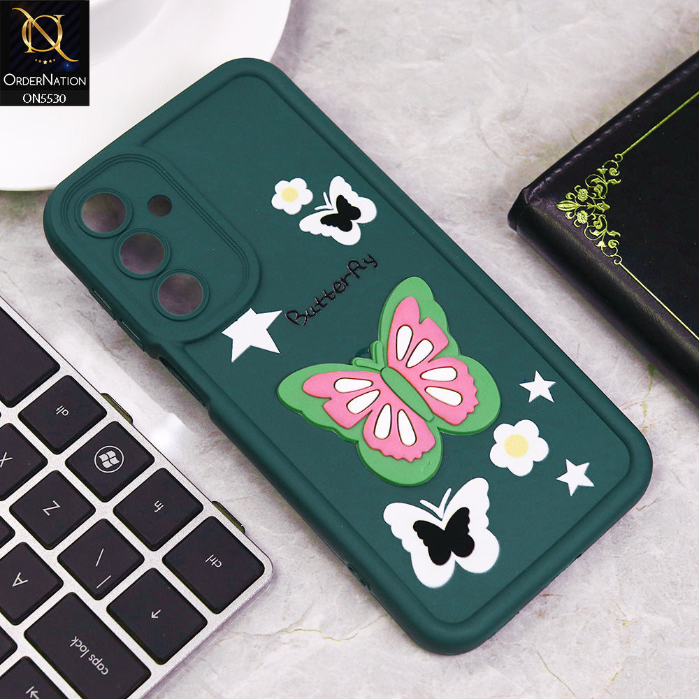 Samsung Galaxy A16 Cover - Green - 3D Butterfly Soft Case With Camera Protection Case