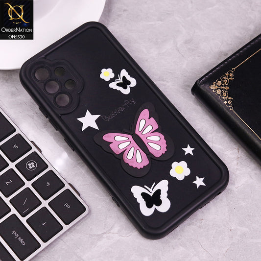 Samsung Galaxy A32 Cover - Black - 3D Butterfly Soft Case With Camera Protection Case