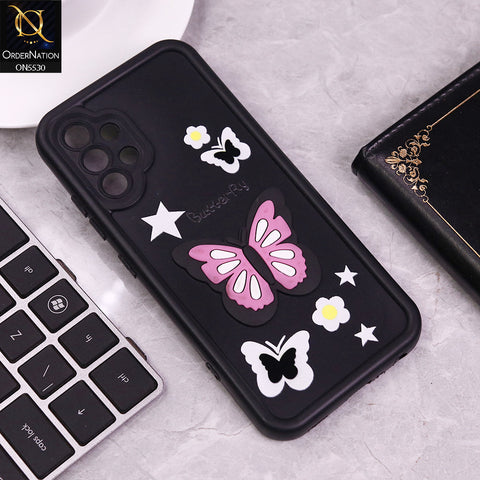 Samsung Galaxy A32 Cover - Black - 3D Butterfly Soft Case With Camera Protection Case