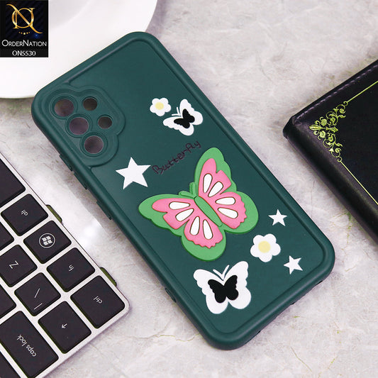 Samsung Galaxy A32 Cover - Green - 3D Butterfly Soft Case With Camera Protection Case