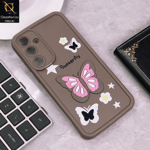 Samsung Galaxy A55 Cover - Brown - 3D Butterfly Soft Case With Camera Protection Case