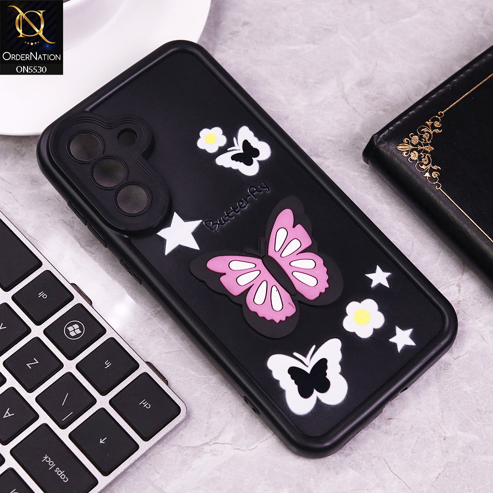 Samsung Galaxy A56 Cover - Black - 3D Butterfly Soft Case With Camera Protection Case