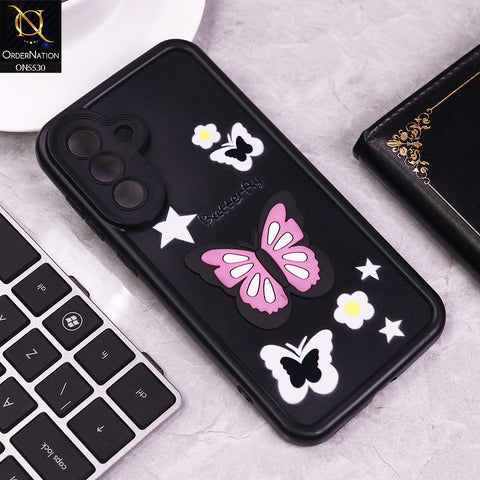 Samsung Galaxy A56 Cover - Black - 3D Butterfly Soft Case With Camera Protection Case