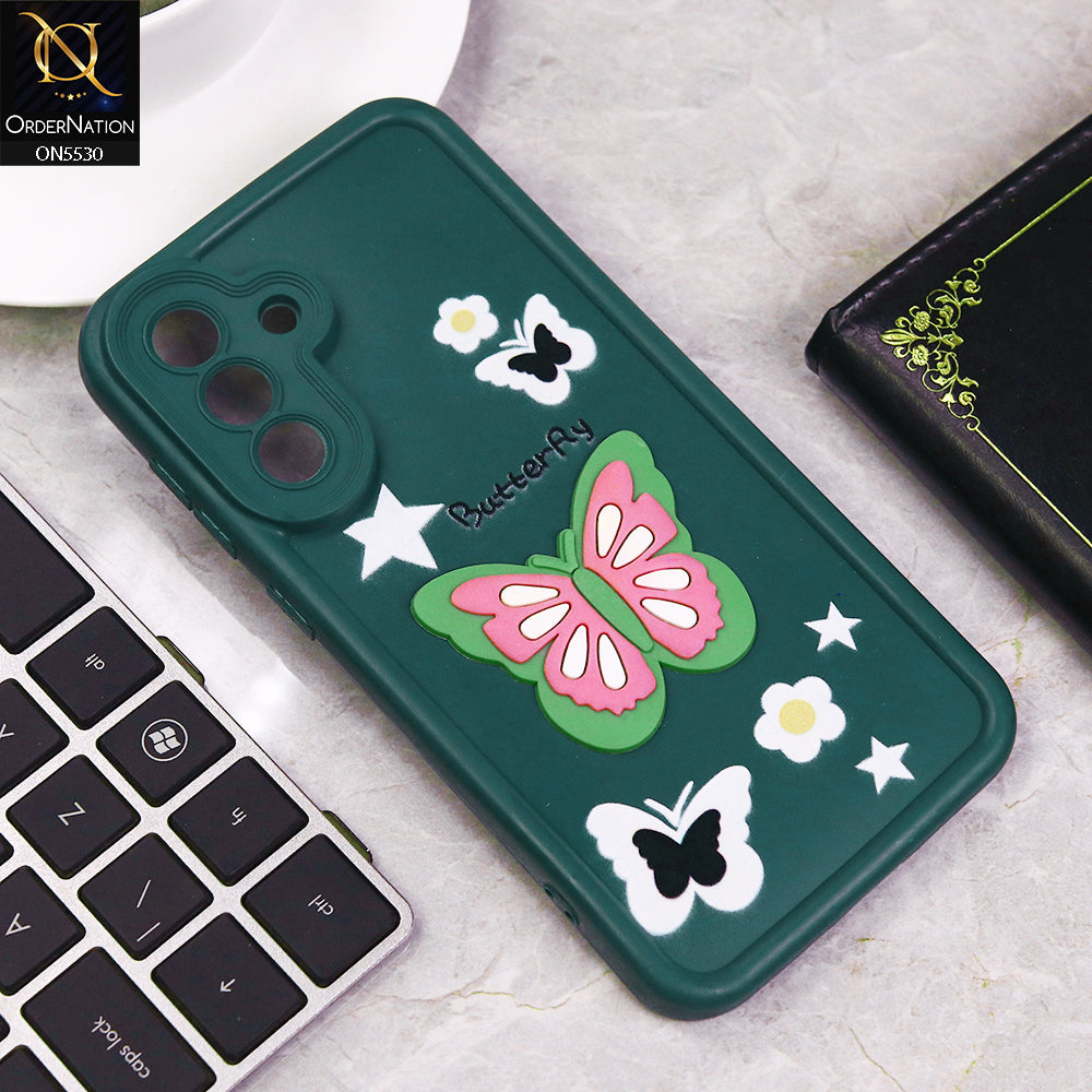 Samsung Galaxy A36 Cover - Green - 3D Butterfly Soft Case With Camera Protection Case