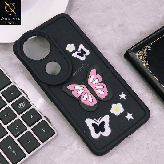vivo V50 Cover - Black - 3D Butterfly Soft Case With Camera Protection Case