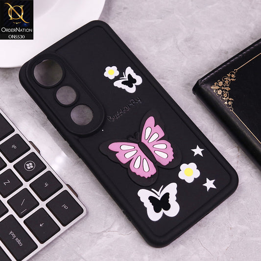Vivo V50 Lite Cover - Black - 3D Butterfly Soft Case With Camera Protection Case