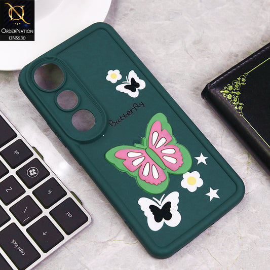 Vivo V50 Lite Cover - Green - 3D Butterfly Soft Case With Camera Protection Case