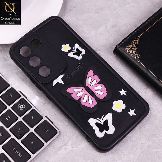 Vivo V30 Lite 4G Cover - Black - 3D Butterfly Soft Case With Camera Protection Case