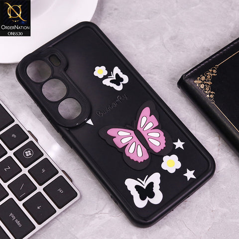 Vivo Y200 (2025) Cover - Black - 3D Butterfly Soft Case With Camera Protection Case