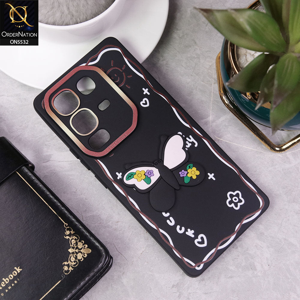 Infinix Note 50 Pro 4G Cover - Black - New Cute 3D Butterfly Luck Soft Case With Camera Protection