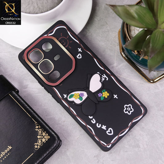 Infinix Note 50 Pro 4G Cover - Black - New Cute 3D Butterfly Luck Soft Case With Camera Protection