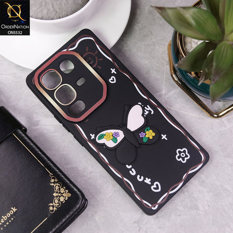 Infinix Note 50 Pro 4G Cover - Black - New Cute 3D Butterfly Luck Soft Case With Camera Protection