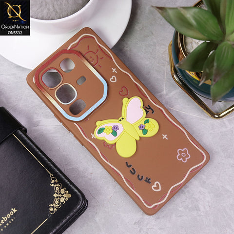 Infinix Note 50 Pro 4G Cover - Brown - New Cute 3D Butterfly Luck Soft Case With Camera Protection