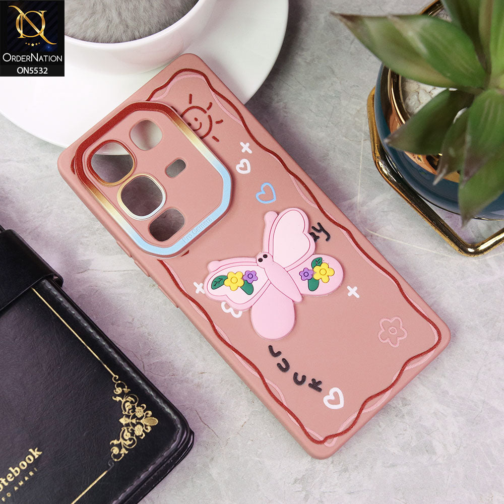 Infinix Note 50 Pro 4G Cover - PInk - New Cute 3D Butterfly Luck Soft Case With Camera Protection