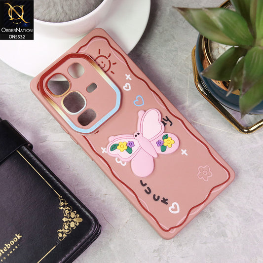 Infinix Note 50 Pro 4G Cover - PInk - New Cute 3D Butterfly Luck Soft Case With Camera Protection