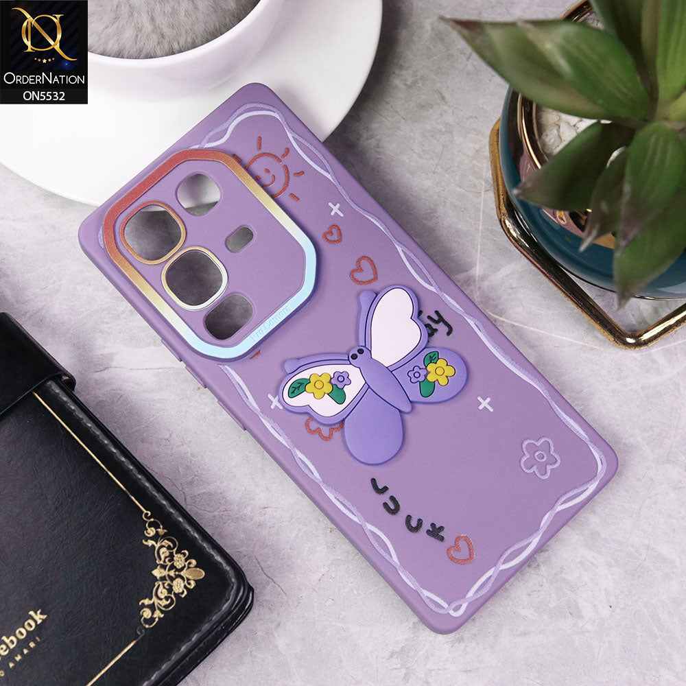 Infinix Note 50 Pro 4G Cover - Purple - New Cute 3D Butterfly Luck Soft Case With Camera Protection