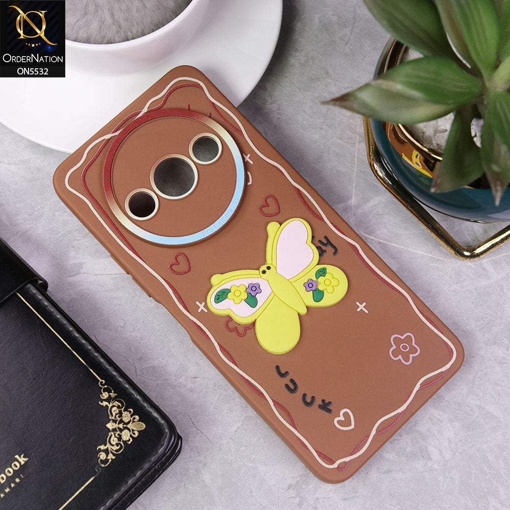 Xiaomi Redmi A3x Cover - Brown - New Cute 3D Butterfly Luck Soft Case With Camera Protection
