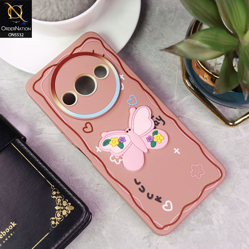 Xiaomi Poco C61 Cover - PInk - New Cute 3D Butterfly Luck Soft Case With Camera Protection