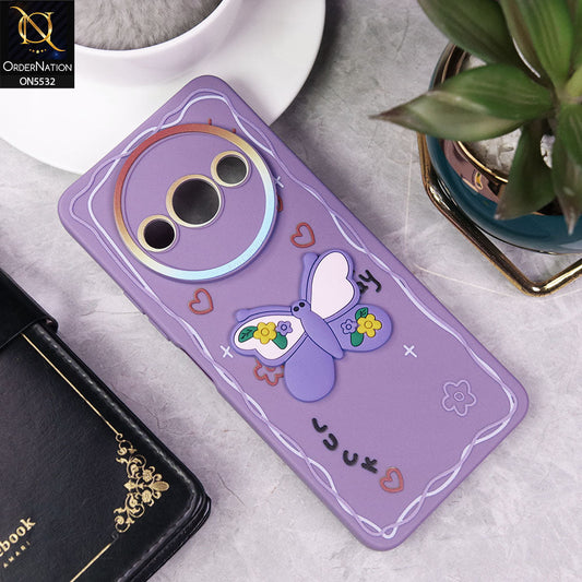 Xiaomi Redmi A3 Cover - Purple - New Cute 3D Butterfly Luck Soft Case With Camera Protection