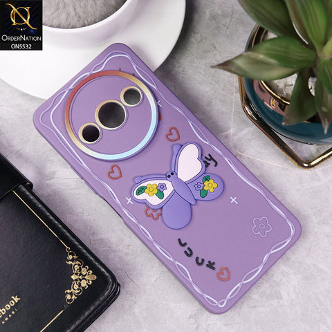 Xiaomi Poco C61 Cover - Purple - New Cute 3D Butterfly Luck Soft Case With Camera Protection