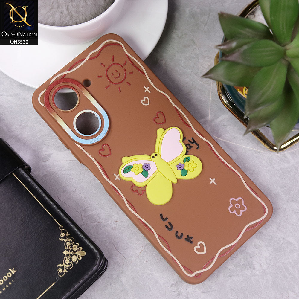 Xiaomi Redmi A5 4G Cover - Brown - New Cute 3D Butterfly Luck Soft Case With Camera Protection