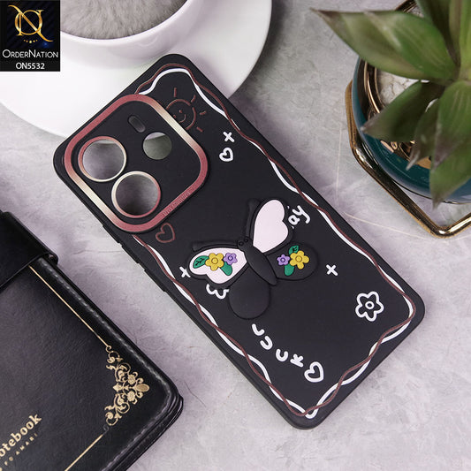 Xiaomi Redmi Note 14 4G Cover - Black - New Cute 3D Butterfly Luck Soft Case With Camera Protection