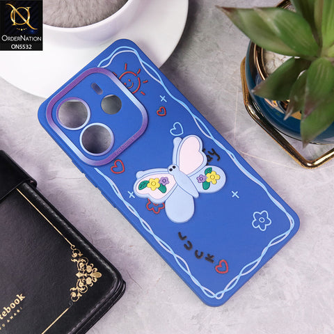 Xiaomi Redmi Note 14 4G Cover - Blue - New Cute 3D Butterfly Luck Soft Case With Camera Protection