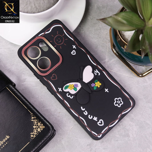 Oppo Reno 13F 5G Cover - Black - New Cute 3D Butterfly Luck Soft Case With Camera Protection