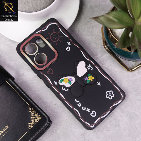 Oppo Reno 13F 4G Cover - Black - New Cute 3D Butterfly Luck Soft Case With Camera Protection
