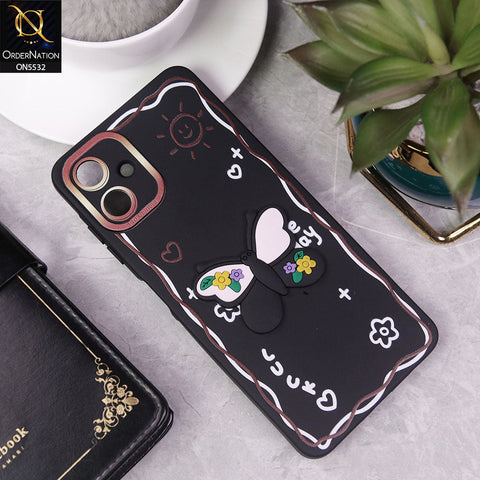 Samsung Galaxy A06 Cover - Black - New Cute 3D Butterfly Luck Soft Case With Camera Protection
