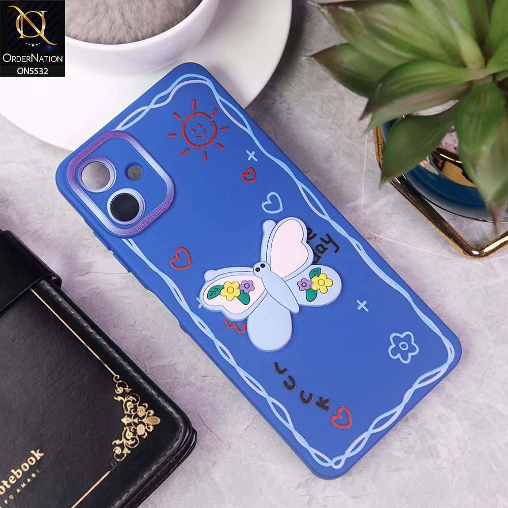 Samsung Galaxy A06 Cover - Blue - New Cute 3D Butterfly Luck Soft Case With Camera Protection
