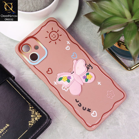 Samsung Galaxy A06 Cover - PInk - New Cute 3D Butterfly Luck Soft Case With Camera Protection
