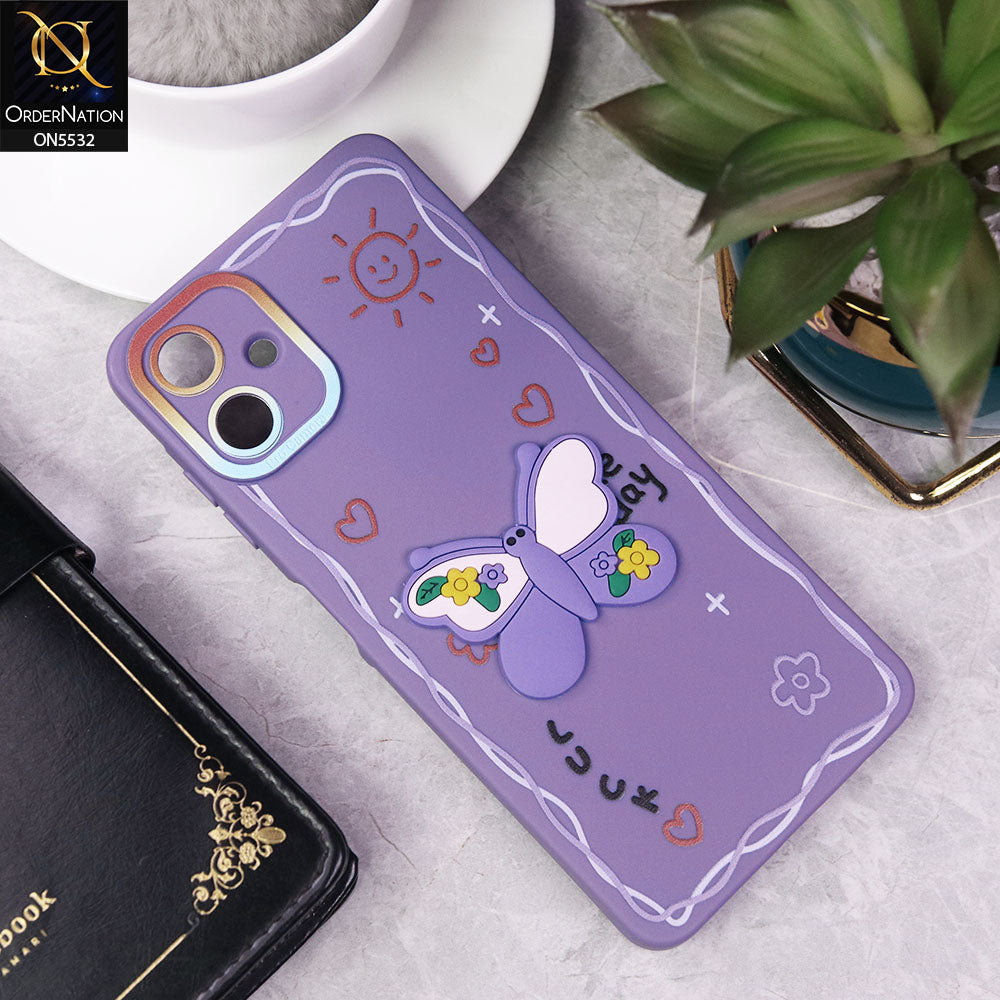 Samsung Galaxy A06 Cover - Purple - New Cute 3D Butterfly Luck Soft Case With Camera Protection