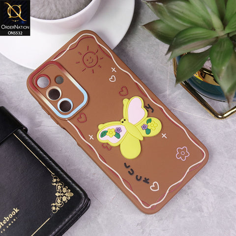 Samsung Galaxy A15 5G Cover - Brown - New Cute 3D Butterfly Luck Soft Case With Camera Protection
