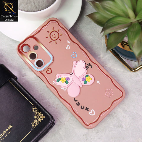 Samsung Galaxy A15 4G Cover - PInk - New Cute 3D Butterfly Luck Soft Case With Camera Protection