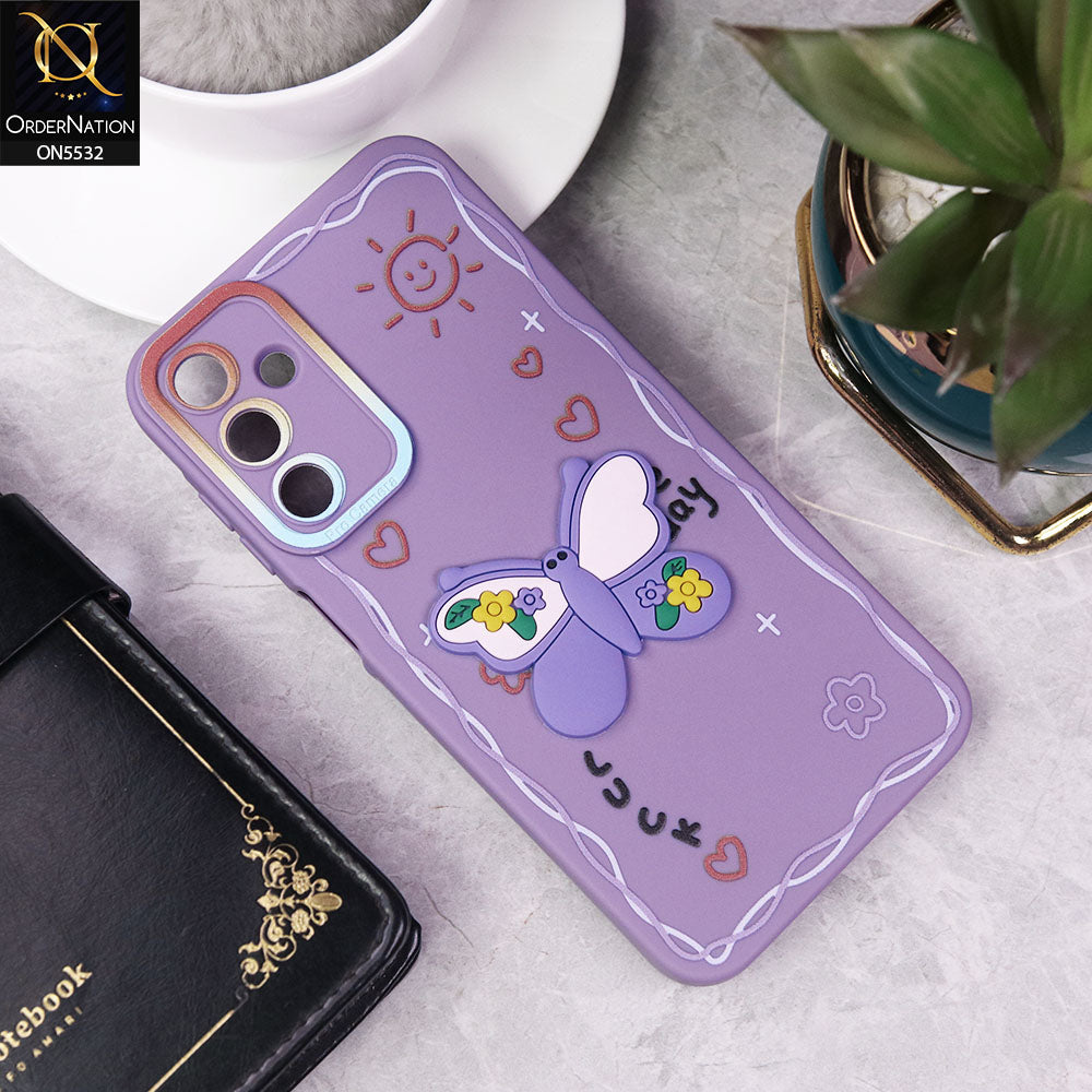 Samsung Galaxy A15 5G Cover - Purple - New Cute 3D Butterfly Luck Soft Case With Camera Protection
