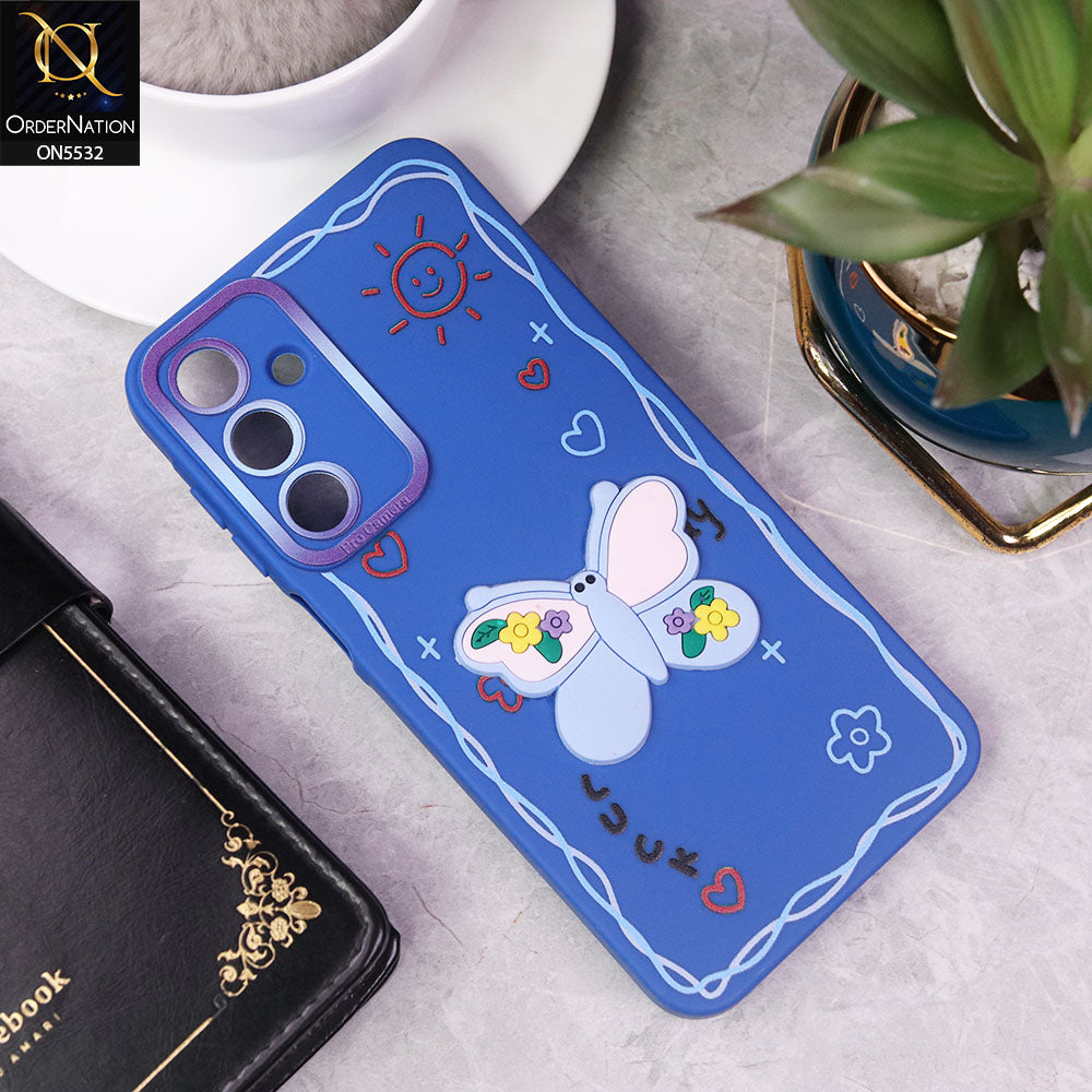 Samsung Galaxy A16 5G Cover - Blue - New Cute 3D Butterfly Luck Soft Case With Camera Protection