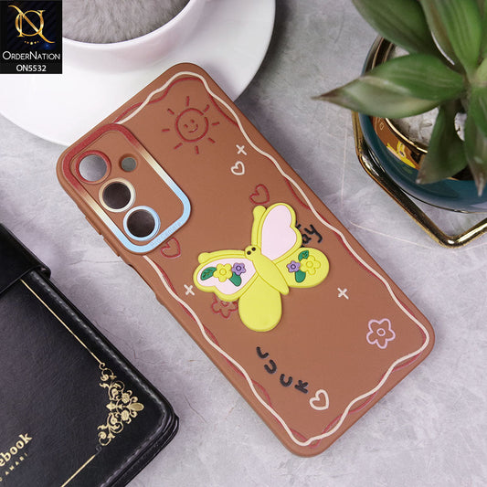 Samsung Galaxy A16 Cover - Brown - New Cute 3D Butterfly Luck Soft Case With Camera Protection